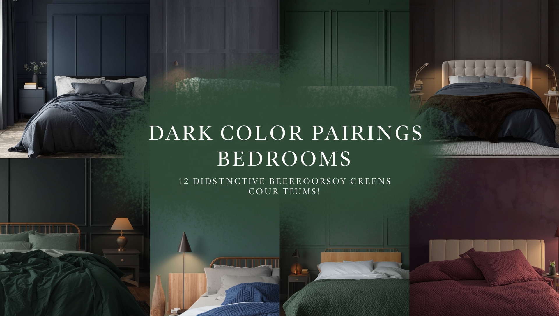 A luxurious bedroom featuring dark color pairings with navy walls, golden accents, and elegant lighting for a cozy, stylish ambiance.