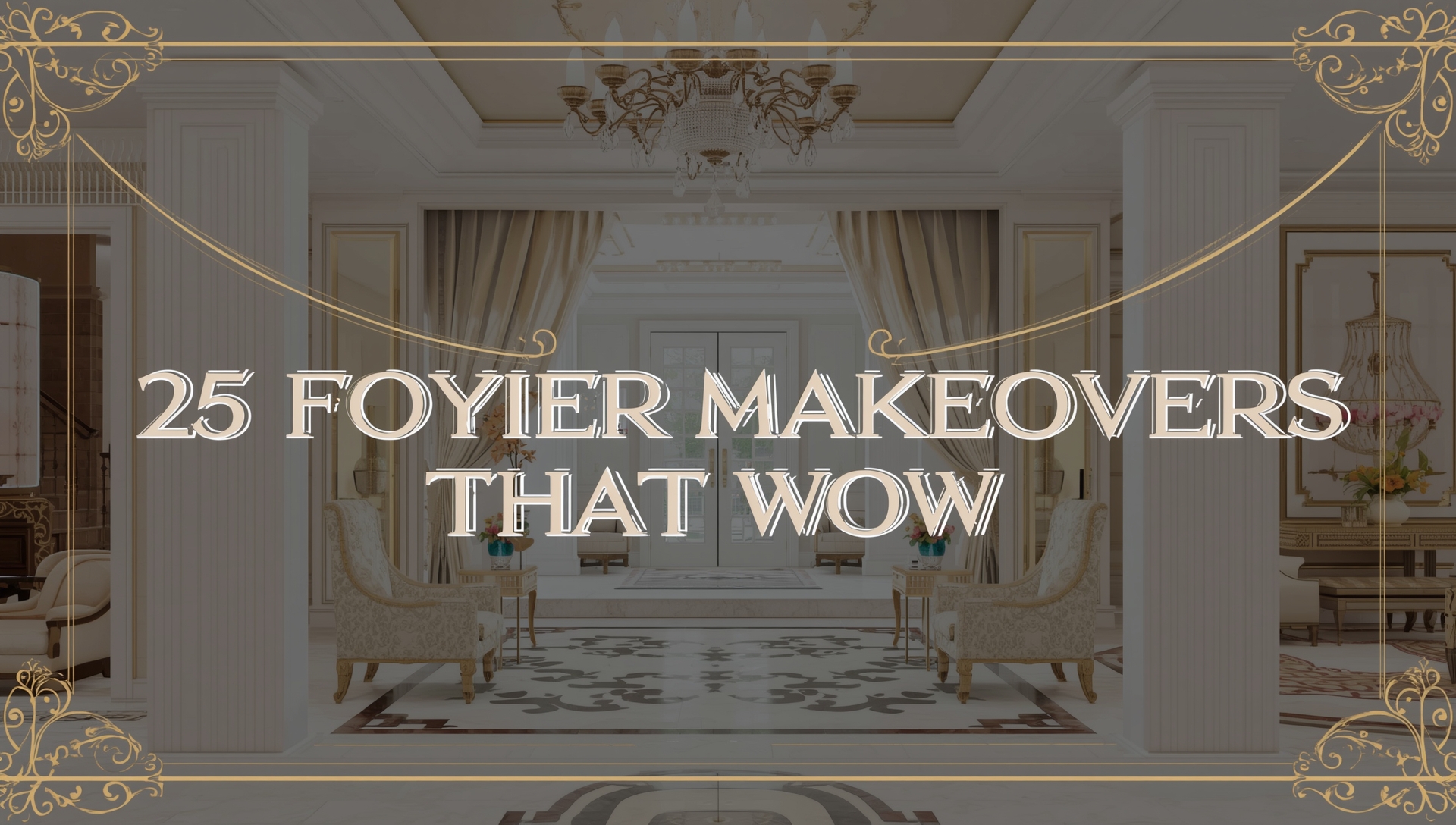 Foyer makeover with bold lighting, mirrors, statement art, and elegant design elements that create a stunning first impression.