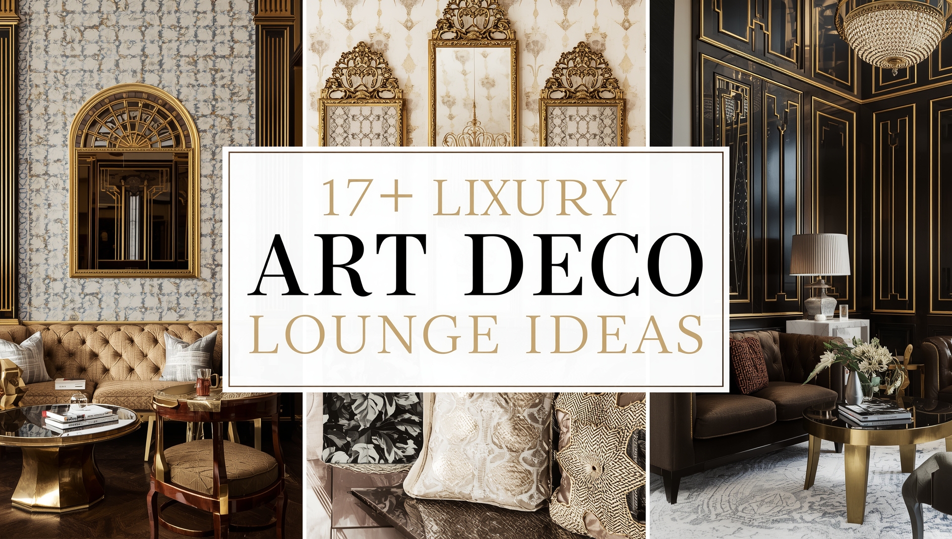 A luxury Art Deco lounge with velvet sofas, geometric patterns, and gold accents creating an elegant and timeless look.