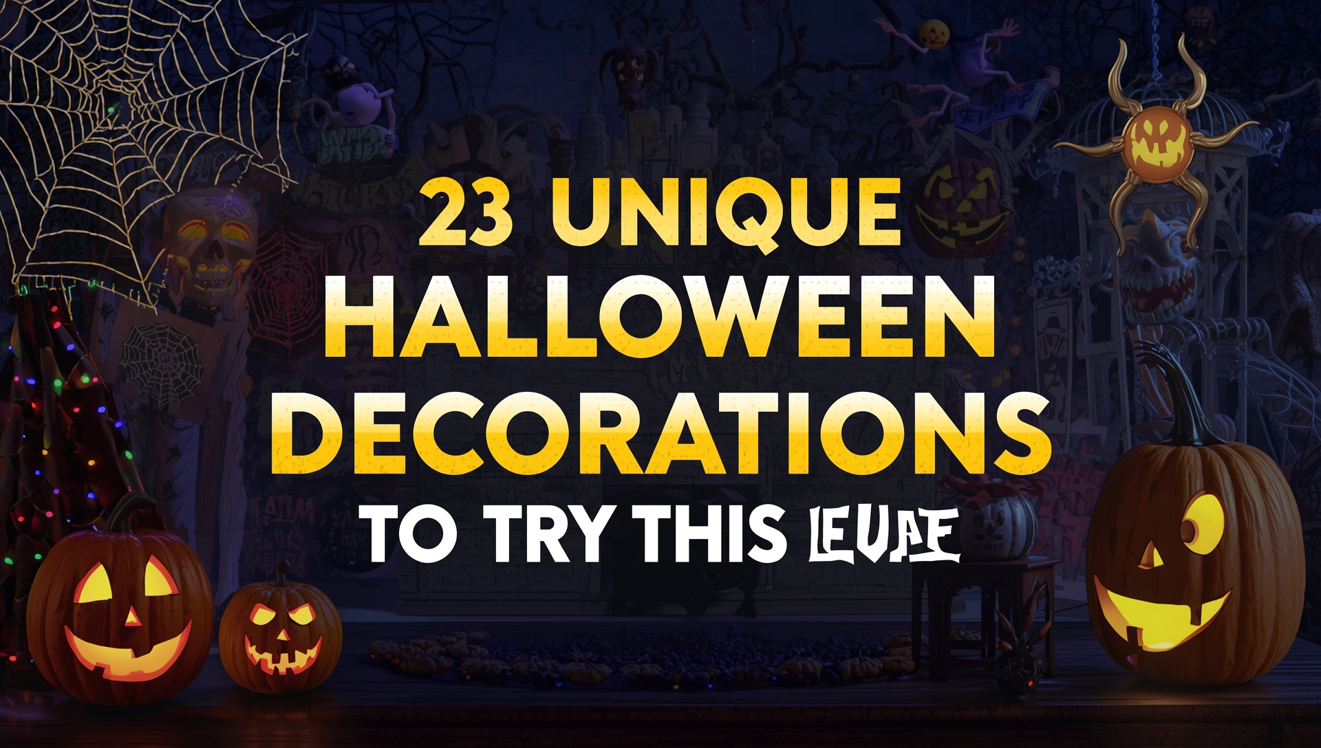 23 unique Halloween decorations 2025 featuring haunted mirrors, ghost lanterns, glowing pumpkins, and spooky DIY ideas for a haunted home setup.