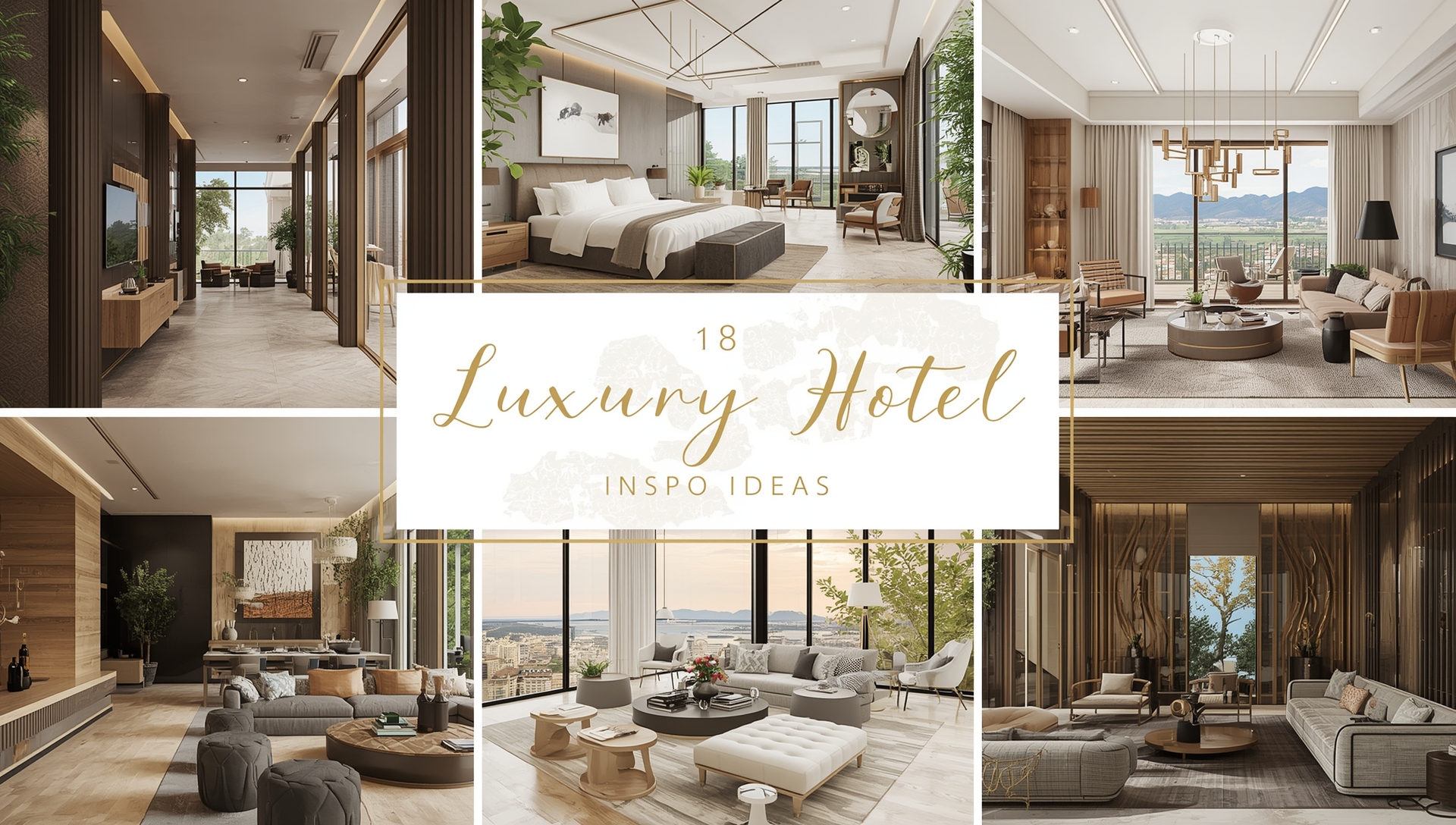 Elegant luxury hotel-inspired interior with plush bedding, statement lighting, and modern decor.