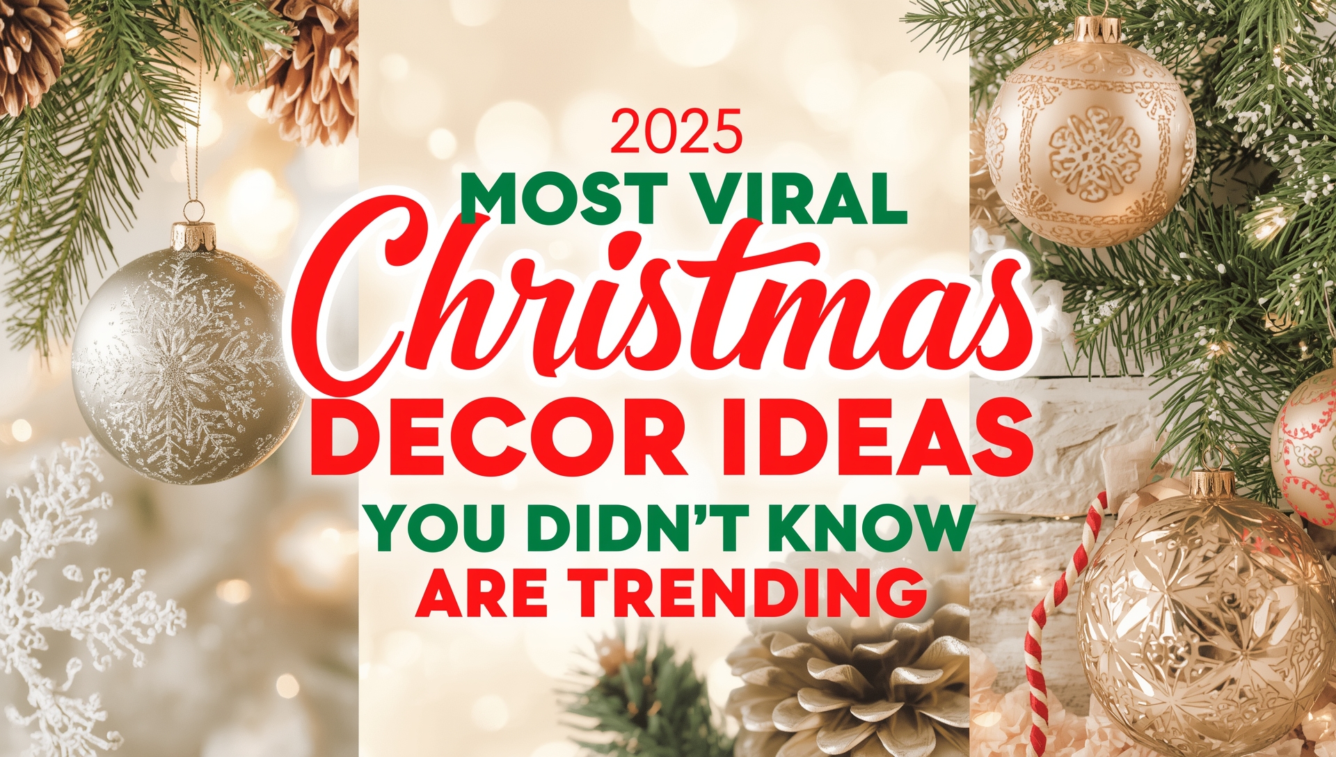 2025 Christmas décor ideas featuring trendy neon lights, holographic trees, cozy stockings, and modern festive accents for a stylish holiday look.