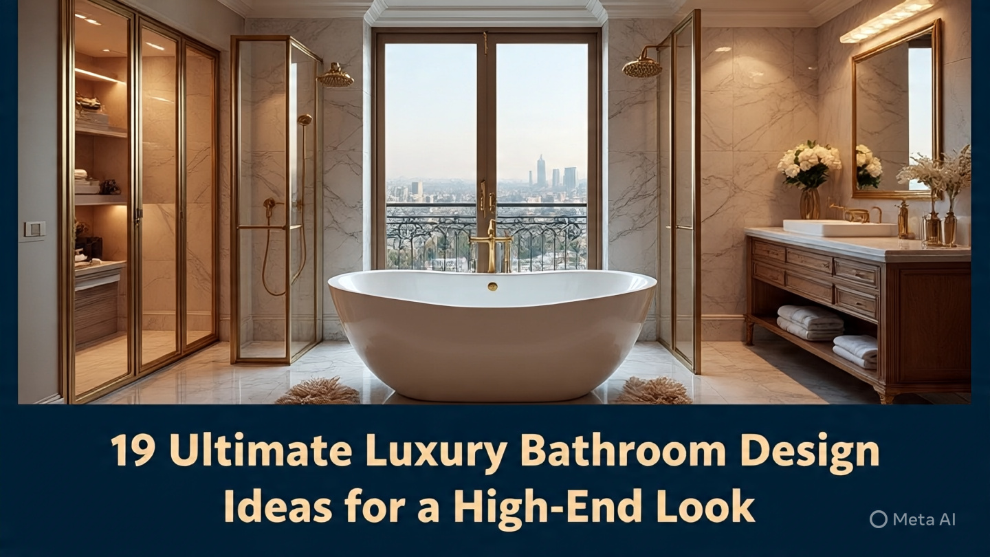 A luxury bathroom with marble flooring, a freestanding tub, and elegant lighting for a high-end look.