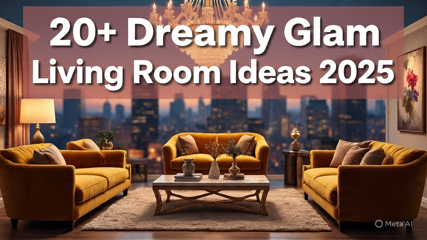 Glam living room ideas with velvet sofas, gold accents, statement lighting, and chic modern décor for 2025.