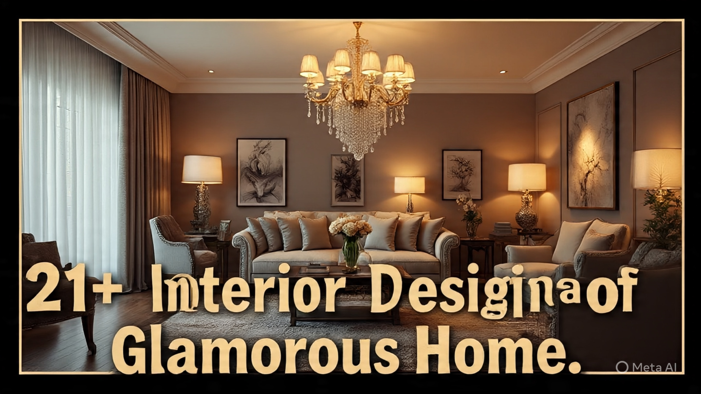 Luxurious glamorous home interior with chic furniture, elegant lighting, and stylish décor elements creating a sophisticated modern living space.