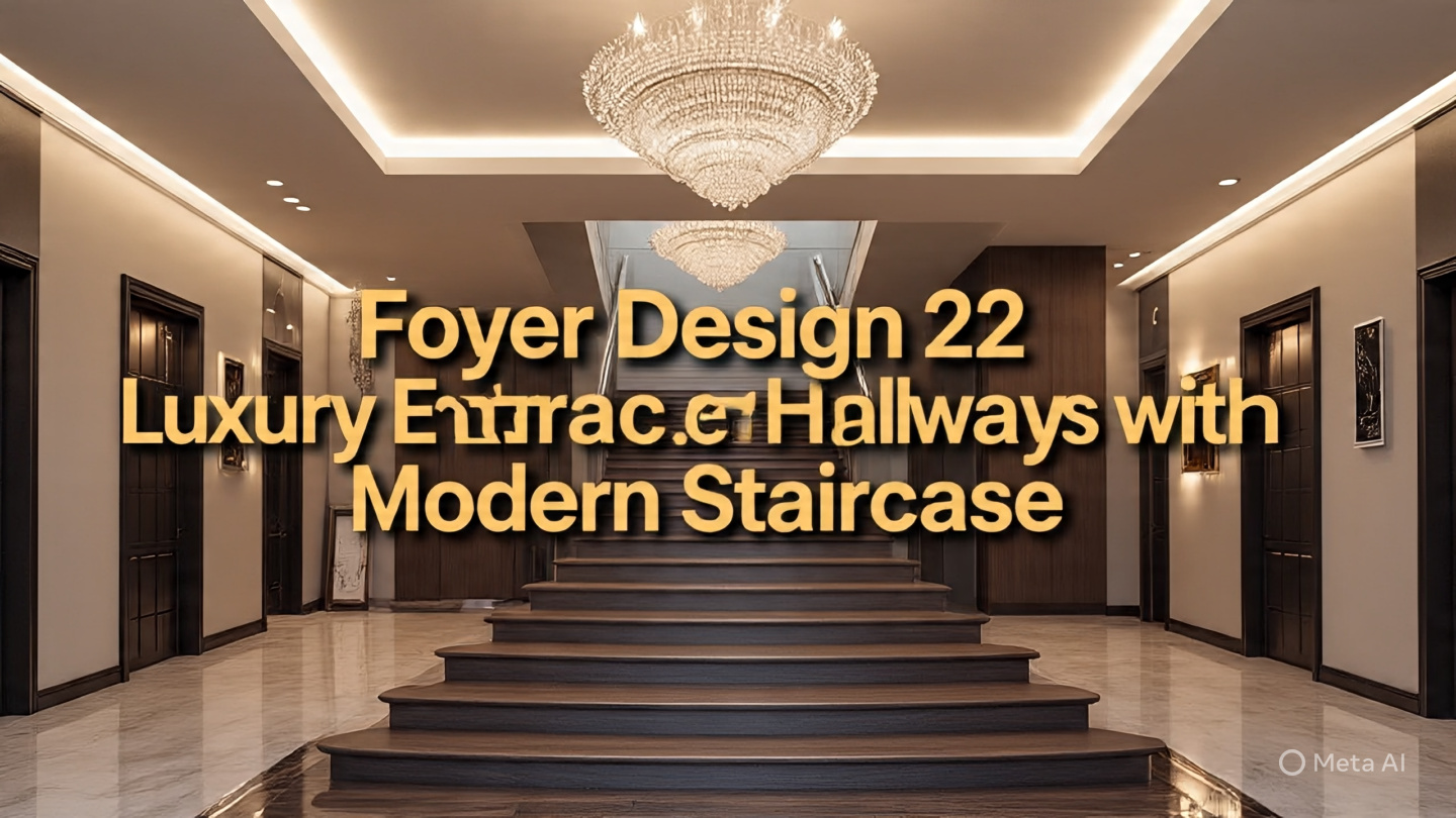 A luxurious foyer with a modern staircase, marble flooring, and elegant lighting that creates a sophisticated and welcoming entrance.