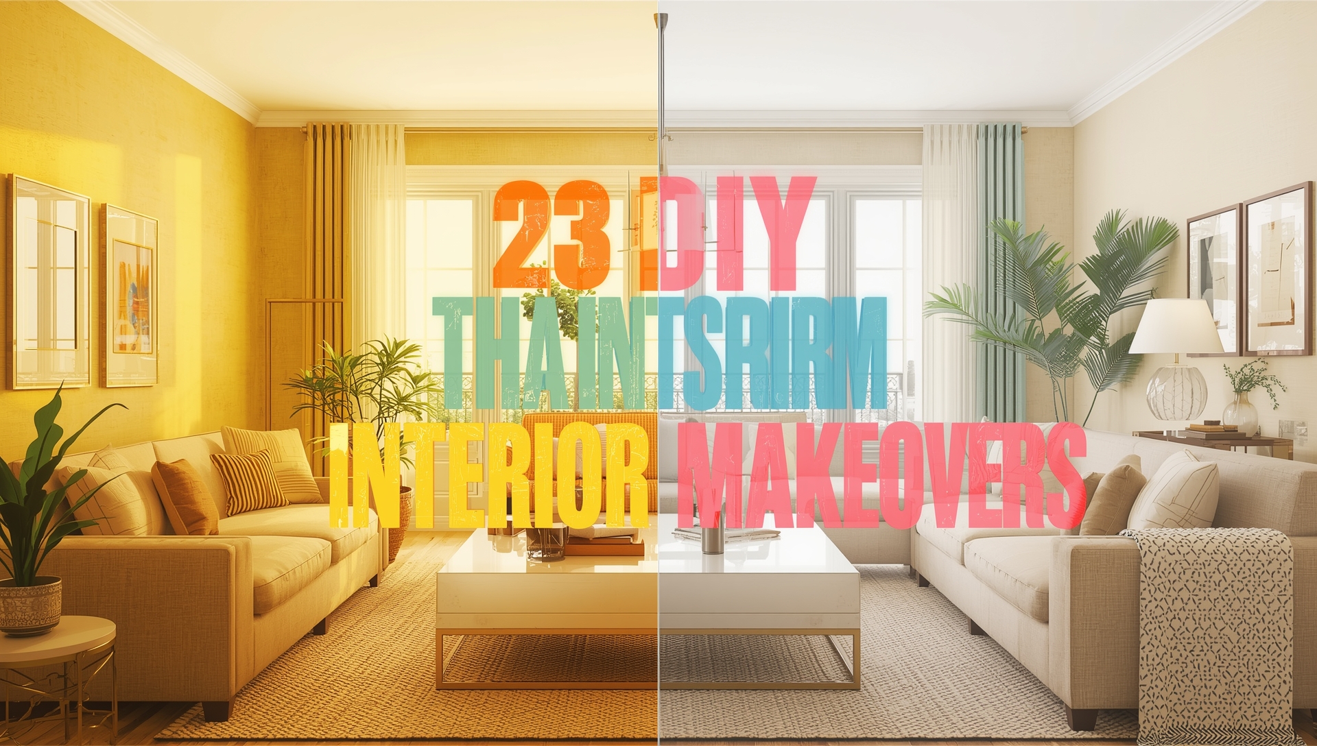 DIY interior makeover living room with accent wall, modern lighting, and cozy furniture.