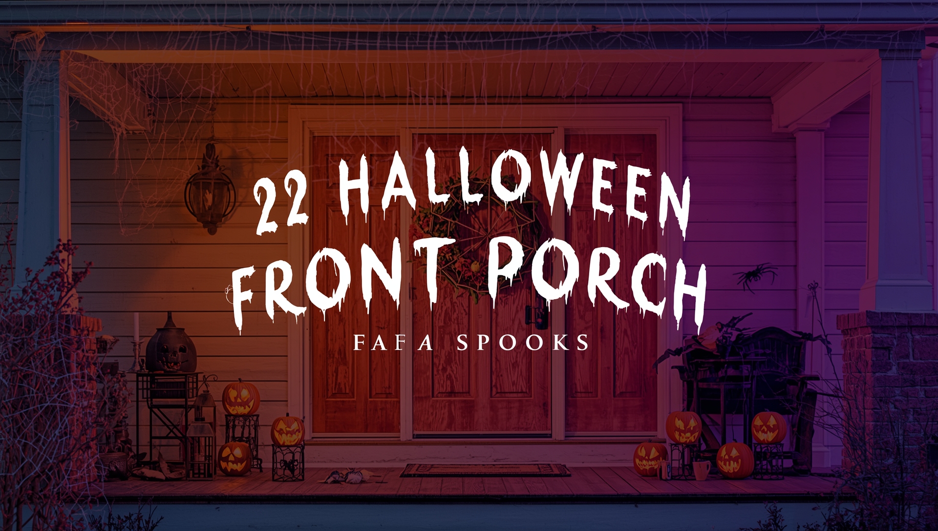 22 Halloween front porch décor ideas for 2025 with pumpkin towers, glowing lanterns, spooky cobwebs, fog effects, and ghostly decorations.